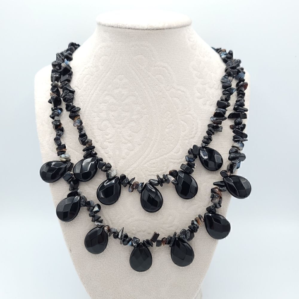 𝅺Onyx and agate 2 Layer necklace